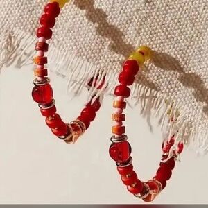 Free People Panama Beaded Hoop Earrings NWT